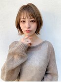 切りっぱなしボブ/レイヤー/ブリーチなしベージュブラウン[仙台]