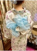 可愛い浴衣に可愛い帯♪可愛く着付け『浴衣着付け+ヘアセット』