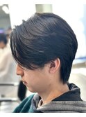 センターパートフェザーパーマ刈り上げニュアンスパーマ韓国ヘア