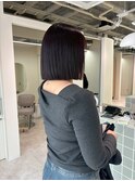 ワンレンボブ前下がりショート内巻きワンカール鎖骨ミディアム