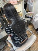 【専門店】黒髪ロングストレートでも馴染む立体感バレイヤージュ