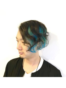 プランクスター(prankster) [prankster]刈り上げアシンメトリーのインナーカラー ターコイズ