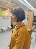 くせ毛を活かしたニュアンスボブ/くせ毛カット/パーマ風　渋谷