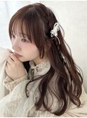 流し前髪ヘアアレンジ編みたらし