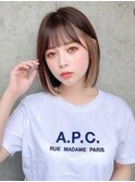 石塚／インナーカラーベージュ小顔ナチュラルボブ10代20代30代