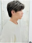 センターパートツーブロックリバースパーマ黒髪ニュアンスパーマ