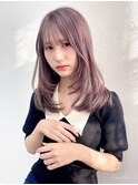 韓国レイヤー_ラベンダーアッシュ_前髪カット