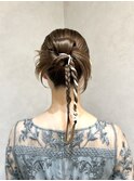 【ヘアセット】リボン編み込みが華やかなパーティヘア