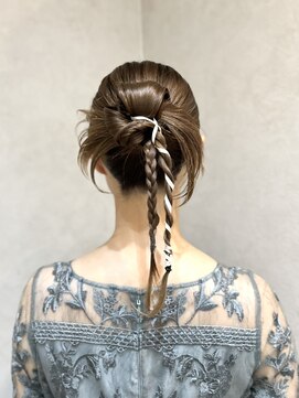 ネウィ 大分中央町店(newi) 【ヘアセット】リボン編み込みが華やかなパーティヘア