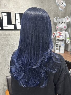 オルズ 渋谷(ALLZ) 色落ちがグレー魔法のネイビーカラーダブルカラーケアブリーチ