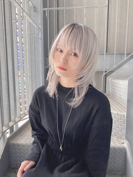 リアイス(Re:ICE) ミニウルフ/くすみブルー/流れるレイヤー/インナーハイライト