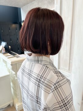 キャアリー(Caary) 福山caary人気イルミナカラーワインレッド内巻きボブ韓国風20代