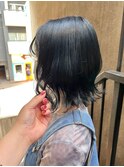 デザインカラーレイヤーカットウェットヘア夏オリーブベージュ