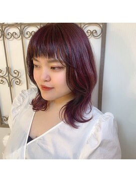 ポイントファイブバイソレイユ 小松店.5 by SOLEIL) ミディアム肩上韓国風くびれヘアブリーチカシスバイオレット