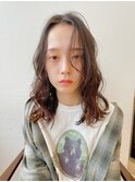 ニュアンスパーマ パーマ 大人め ミディアム 艶カラー