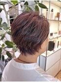 白髪ぼかしミセスショートヘア丸みショート