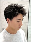 ツイストピンパーマスパイキーベリーショートツーブロック