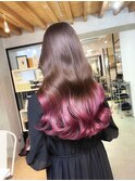 髪質改善×ラベンダーピンクグラデーションカラーダブルカラー