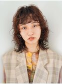 ミディアムウルフ スパイラルパーマ くるくる