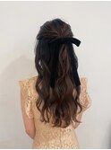 ハーフアップ結婚式ヘアセットお呼ばれヘアアレンジ