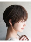 大人可愛い20代30代40代黒髪前下がりショートボブ丸みショート◎