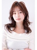 チョコグレージュ/20代30代大人かわいい/ミディアムレイヤー
