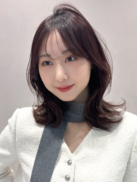 アグノス 青山(Agnos) シースルーバング似合わせカットココアベージュ外ハネボブ