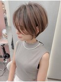 □ マロンベージュ/ショート/前髪/レイヤー/髪質改善/縮毛矯正