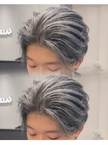 ステラ(STELLA) メンズ/バレイヤージュ/センターパート/ブリーチ&ダブルカラー