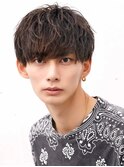ソフトツイストパーマラウンドマッシュショートレイヤーメンズ