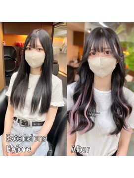 ディア(.eer) ブリーチなしでピンクに◎インナーハイライト（シールエクステ）