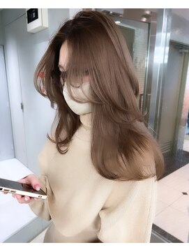 サイン 表参道(SIGN) レイヤーカットグレージュカラーデザインカラーシルキーベージュ