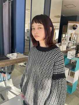 コワファースト 大分(COIFF1RST) ピンクブラウンカラー!ミディアムウルフスタイル