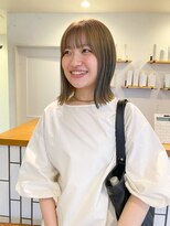 アンレッグス(ann LEGS)&nbsp;ブリーチなしダブルカラー/オリーブベージュ/外はねボブ