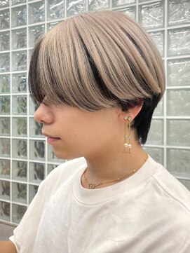 サンクマーケット 渋谷(cinq MARKET) 渋谷メンズブリーチカラーミルクティーベージュセンターパート