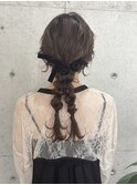 結婚式お呼ばれヘアセットツイン編みおろし
