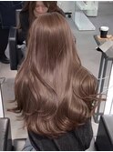 ミディアムロングレイヤーカットブリーチなしダブルカラー堀江