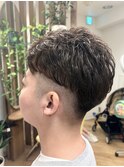 【スキンフェードニュアンスパーマアップバングメンズショート】