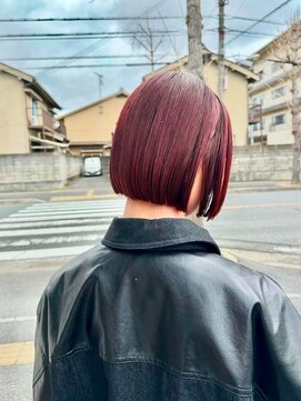 ウェルズ グランデ 奈良店(Well's GRANDE) 深い赤みが映えるワンレンボブ