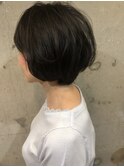 大人可愛い丸みショートボブ黒髪30代40代50代