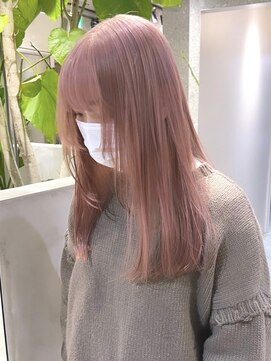 サンク 原宿 表参道(cinq) ダブルカラーピンクベージュカラーケアブリーチインナーカラー