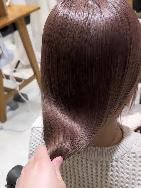 美髪カールシアーカラーピンクブラウンエアリーロングセミディ