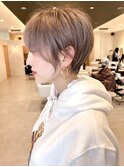 乾かして丸くなるショート/丸みショート/前髪/ベージュカラー