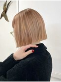 ハイトーンカラーのワンレングスボブ/ボブヘア/ボブスタイル