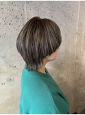 マッシュウルフショートハイライトカラー