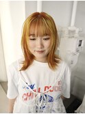 ハイトーンケアブリーチオレンジイエローデザインカラー
