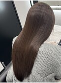 ロングヘアーココアブラウンカラー髪質改善　赤坂見附
