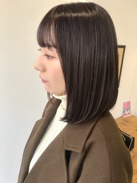 アテナ 六本松店(ATENA) バイオレットベージュ　ハイライト　ブリーチカラー　ボブ