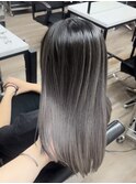 バレイヤージュケアブリーチ黒髪グレーベージュアッシュ大船鎌倉