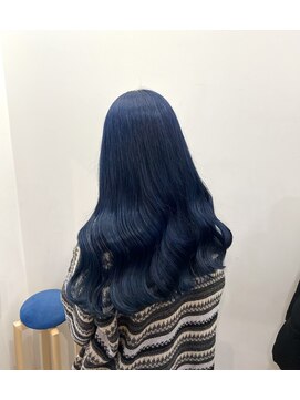 ラフ 原宿(L.a.a.g.f harajuku) ネイビーブルー ブルーカラー ロングウェーブ＠原宿